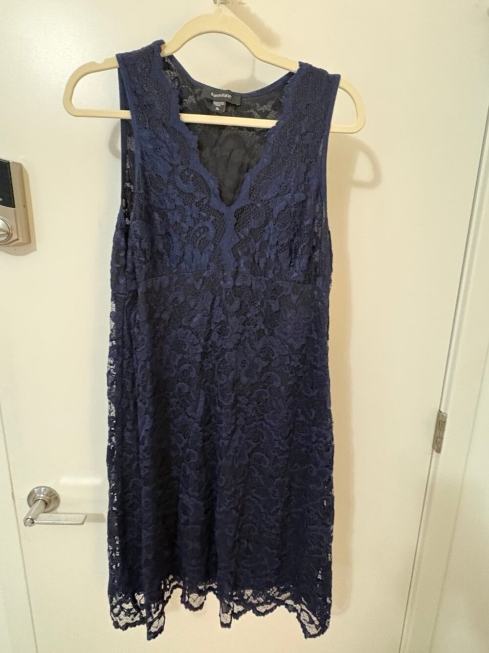 Karen Kane Navy Floral Lace Sleeveless V-Neck Dress XL
